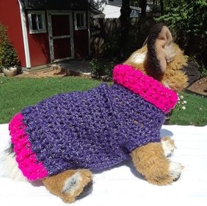 Handcrafted Purple Reflective Sweater, Small Dog,